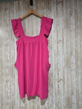 Tuckernuck Pomander Place Camellia Hazel Hot Pink Flutter Sleeve Dress M